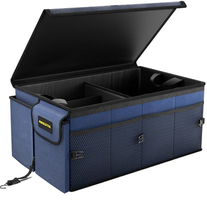 MIKKUPPA Trunk Organizer with Lid - 95L Collapsible Car Organizer, Black