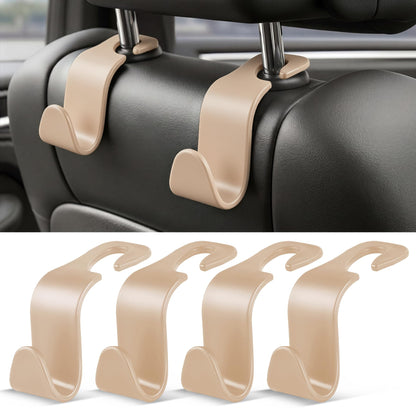 SINGARO 4 Pack Car Seat Headrest Hooks, Vehicle Back Seat Hanger Storage Organizer for Purse Handbag Backpack Coat Grocery, 360° Rotating Heavy Duty Holds 44lbs, Black