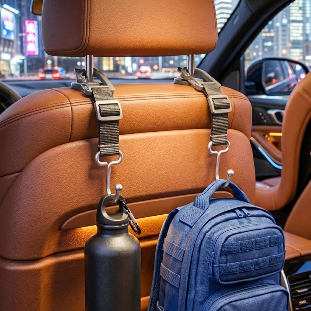 Purse Hook for Car, Adjustable Headrest Hooks, 2 Pack