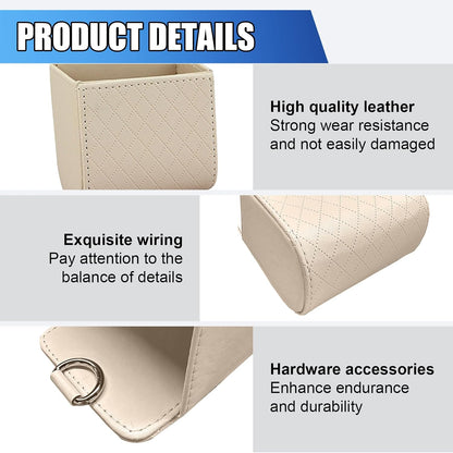 Car Vent Storage Bag, Leather Car Dashboard Organizer Pocket, Beige