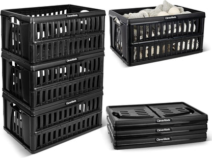 CleverMade Collapsible Utility Crate For Storage, 45L 1 Pack, Obsidian