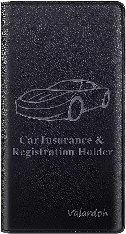 Valardoh Premium Car Registration and Insurance Card Holder, Car Document Holder for Cards, Driver License & other Essential Documents (Black)