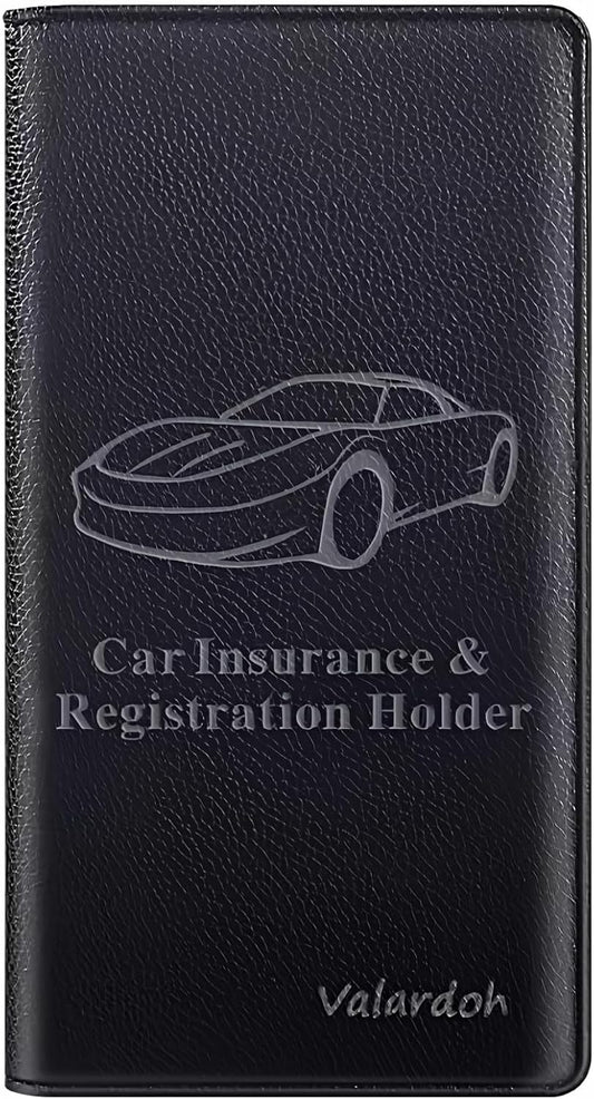 Valardoh Premium Car Registration and Insurance Card Holder, Car Document Holder for Cards, Driver License & other Essential Documents (Black)