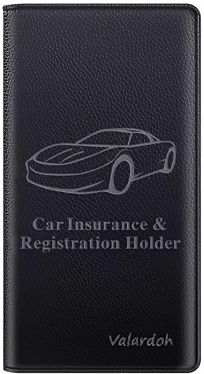 Valardoh Premium Car Registration and Insurance Card Holder, Car Document Holder for Cards, Driver License & other Essential Documents (Black)