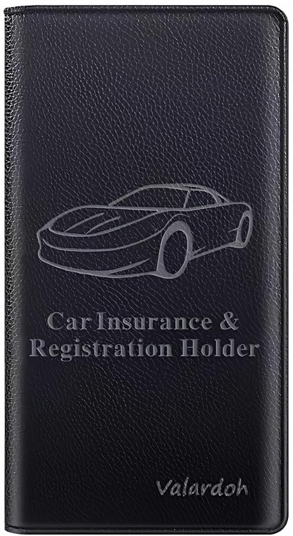 Valardoh Premium Car Registration and Insurance Card Holder, Car Document Holder for Cards, Driver License & other Essential Documents (Black)