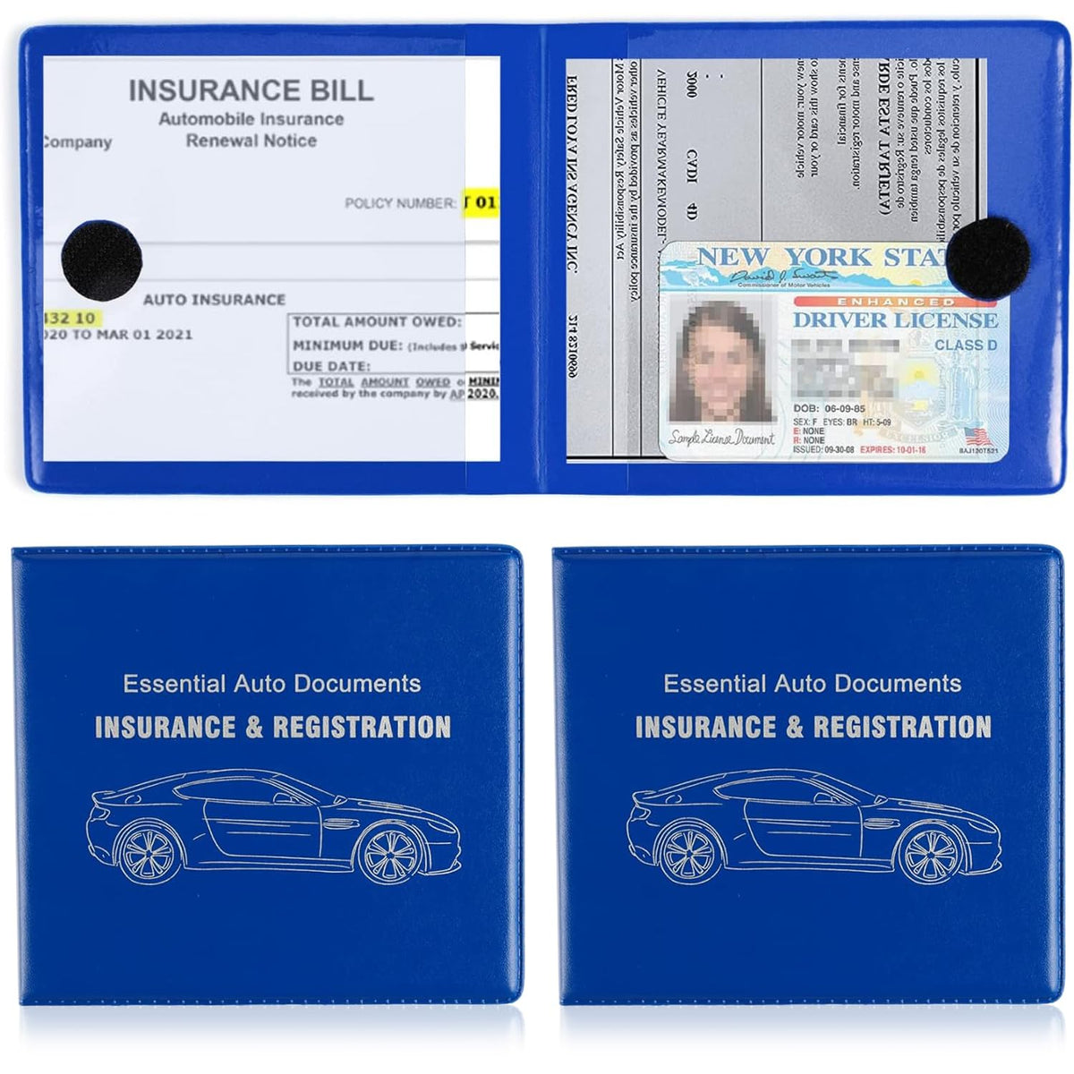 UYYE Car Registration and Insurance Card Holder, Vehicle Glove Box Car Organizer, Interior Car Accessories for Documents, Cards, License - 2 Pack