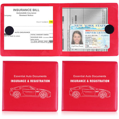 UYYE Car Registration and Insurance Card Holder, Vehicle Glove Box Car Organizer, Interior Car Accessories for Documents, Cards, License - 2 Pack