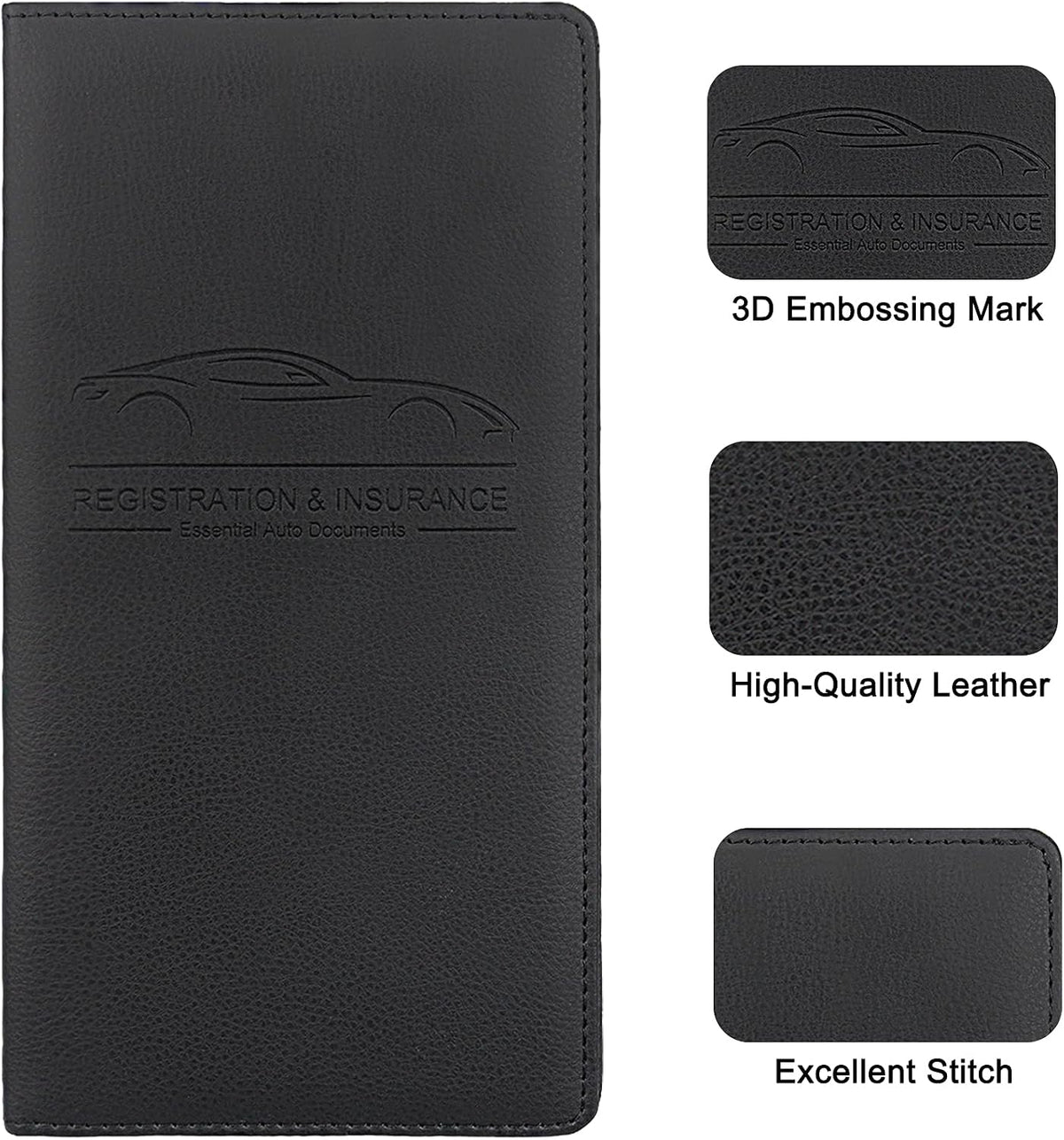 LumiMokki Premium Car Registration & Insurance Card Holder, Black