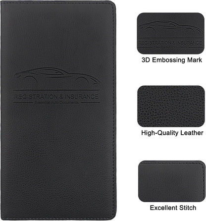 LumiMokki Premium Car Registration & Insurance Card Holder, Black