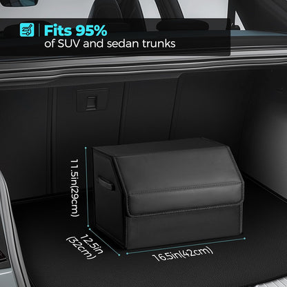 Fyzeoty Car Trunk Organizer for SUV and Sedan, Black, 16.5 inches