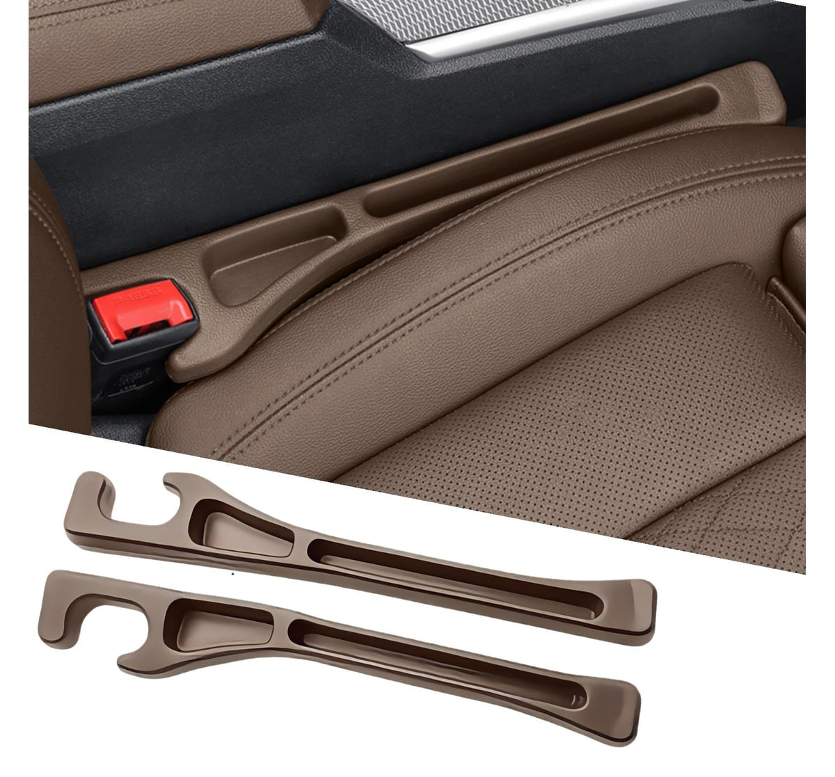 Car Seat Gap Filler 2 Pack, Upgraded 3-in-1 Car Seat Gap Plug Organizer with Storage Slot & Hook, Universal Fit No-Drop Seat Side Gap Seam Filler Between Seat & Console for Car, SUV, Truck