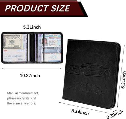 Car Registration and Insurance Holder, Vehicle Glove Box Car Organizer with Magnetic Closure for Documents, Cards, License Car Organization, 1-Pack Black