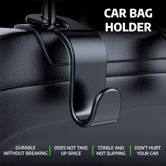Car Seat Headrest Hook 4 Pack Hanger Storage Organizer Universal for Handbag Purse Coat fit Universal Vehicle Car Black S Type