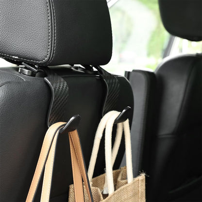Osilly Car Seat Headrest Hook, 4 Pack Auto Seat Hanger Storage Organizer for Purse Handbag Coats Grocery Bags, Car Interior Accessories, Universal Vehicle Backseat Plastic Hanging Hook (Black2)