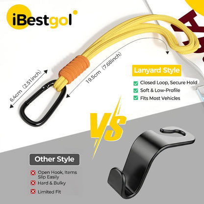 360° Rotating Car Headrest Hooks, Universal Bag Hangers for Cars