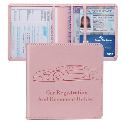Car Registration and Insurance Holder, Vehicle Glove Box Car Organizer with Magnetic Closure for Documents, Cards, License Car Organization, 1-Pack Black