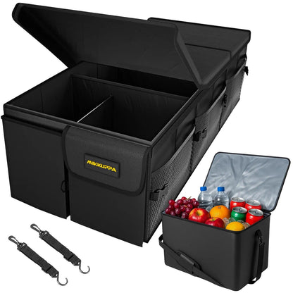 MIKKUPPA Trunk Organizer with Lid - 65L Collapsible Car Organizer, Black
