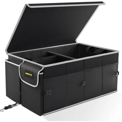 MIKKUPPA Trunk Organizer with Lid - 65L Collapsible Car Organizer, Black