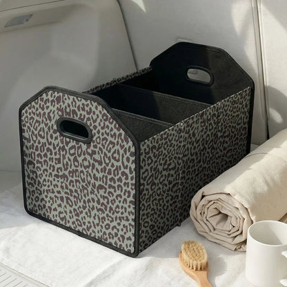 Leopard Print Multifunctional Car Storage Box, Foldable Trunk Organizer with Dividers, Automotive Cargo Holder, Vehicle Organizing Container, Car Organizers and Storage
