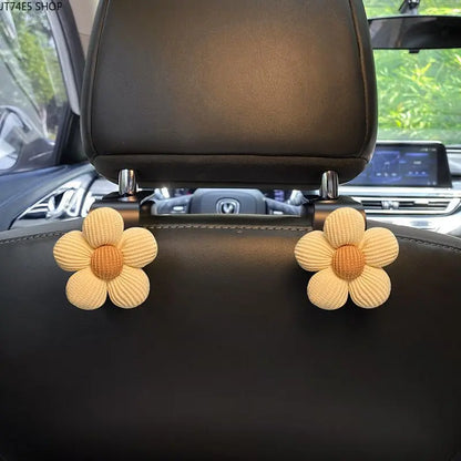 Women's Khaki Small-Flower Multi-Functional Car Seat Back Hook, Stylish Storage Hanger, Practical Car Interior Fashion Accessory,sohochic