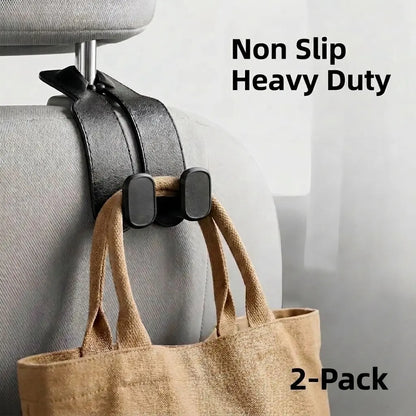 2-Pack Heavy-Duty Car Headrest Hooks, Easy-Install Multifunctional Car Organizer, Universal Non-Slip Auto Accessories Interior for Purses, Grocery Bags