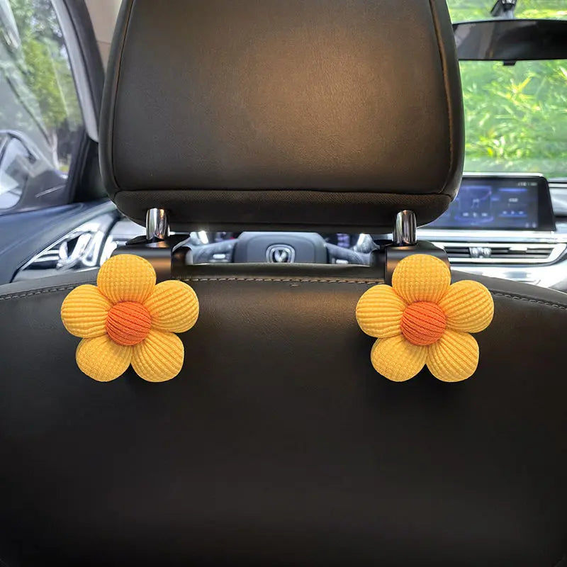 Women's Khaki Small-Flower Multi-Functional Car Seat Back Hook, Stylish Storage Hanger, Practical Car Interior Fashion Accessory,sohochic