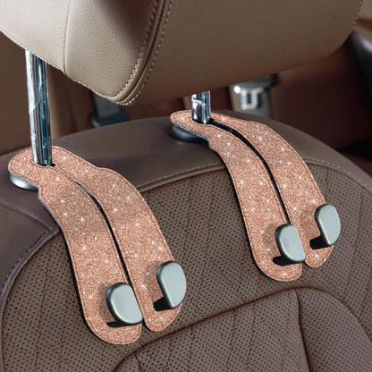CoBak Purse Hook for Car - Universal Premium Stitched Leather and Aluminum-Magnesium Alloy Double Car Seat Back Storage Hook for Purses, Handbags, Bags (2 Pack),Amethyst Purple