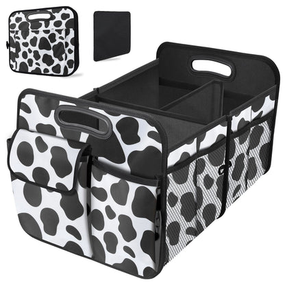 Trunk Organizer, Collapsible Waterproof car Trunk Organizer for SUVs & Sedans, Car Storage Organizers with Reinforced Handles, Car Accessories for Women and Men, 2 Compartments, 52L, Black
