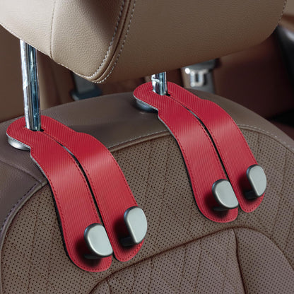 CoBak Purse Hook for Car - Universal Premium Stitched Leather and Aluminum-Magnesium Alloy Double Car Seat Back Storage Hook for Purses, Handbags, Bags (2 Pack),Amethyst Purple