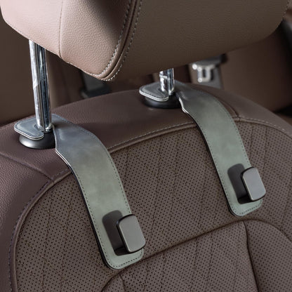CoBak Purse Hook for Car - Universal Premium Stitched Leather and Aluminum-Magnesium Alloy Double Car Seat Back Storage Hook for Purses, Handbags, Bags (2 Pack),Amethyst Purple