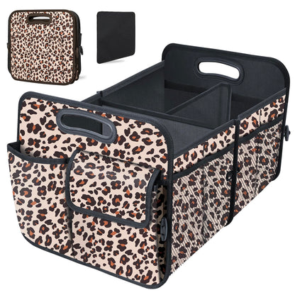 Trunk Organizer, Collapsible Waterproof car Trunk Organizer for SUVs & Sedans, Car Storage Organizers with Reinforced Handles, Car Accessories for Women and Men, 2 Compartments, 52L, Black