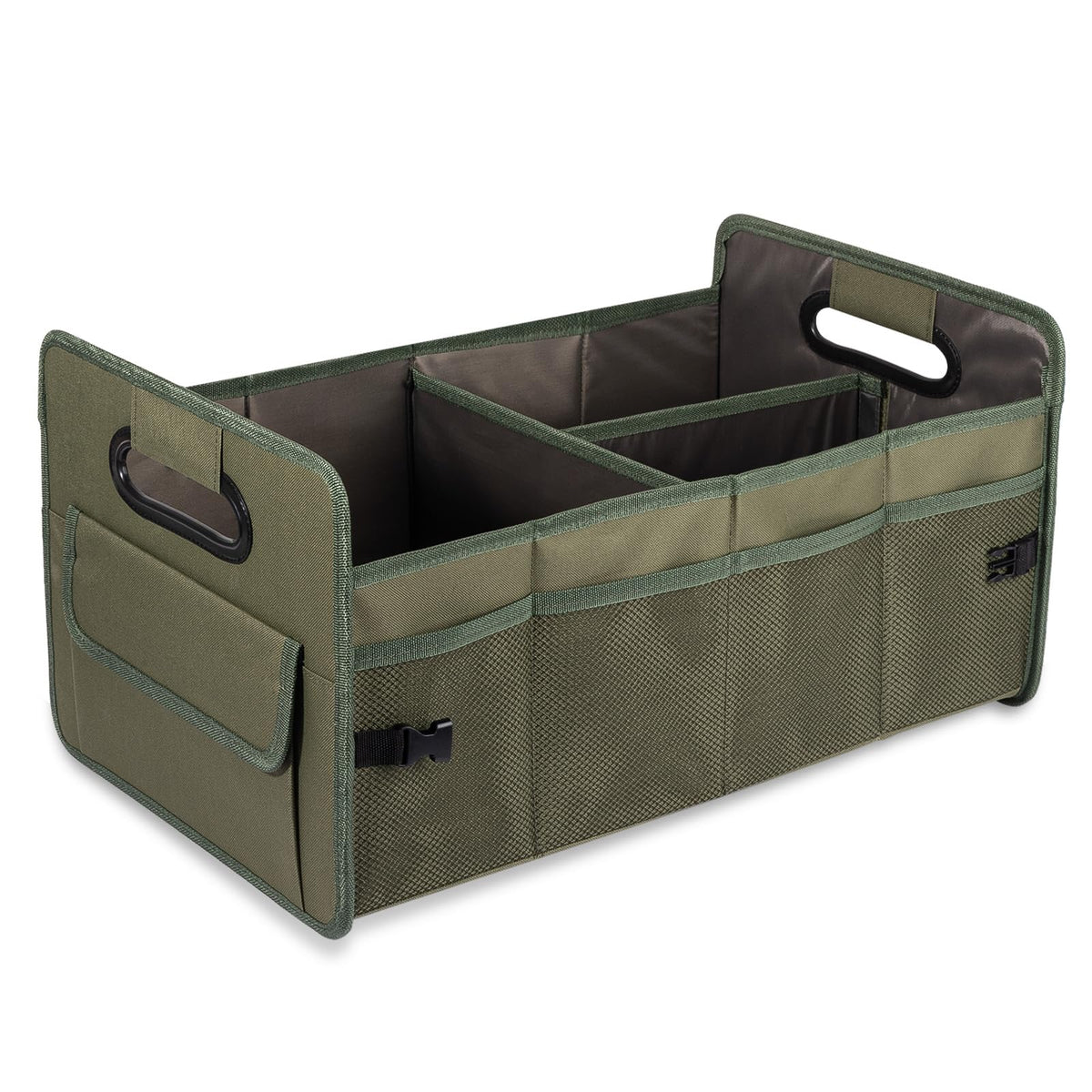 JiatuA Car Trunk Organizer, Car Organizers and Storage Collapsible Multi Compartment Container Box, Adjustable Car Accessories for SUV Sedan Truck, Standard Size, Beige
