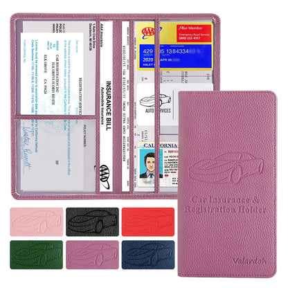 Valardoh Premium Car Registration and Insurance Card Holder, Car Document Holder for Cards, Driver License & other Essential Documents (Black)