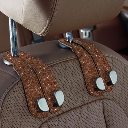 CoBak Purse Hook for Car - Universal Premium Stitched Leather and Aluminum-Magnesium Alloy Double Car Seat Back Storage Hook for Purses, Handbags, Bags (2 Pack),Amethyst Purple