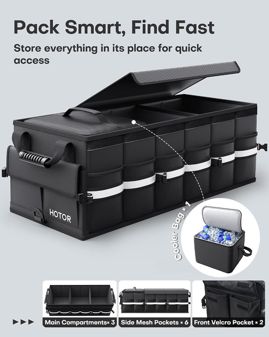 HOTOR Trunk Organizer - Car Organizers for SUV with Removable Cooler Bag