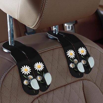 CoBak Purse Hook for Car - Universal Premium Stitched Leather and Aluminum-Magnesium Alloy Double Car Seat Back Storage Hook for Purses, Handbags, Bags (2 Pack),Amethyst Purple