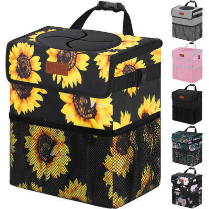 Vankor Car Trash Can with Lid Leak Proof Car Accessories for Women