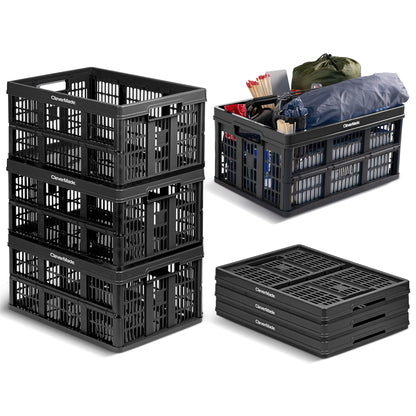CleverMade Collapsible Utility Crate For Storage, 45L 1 Pack, Obsidian