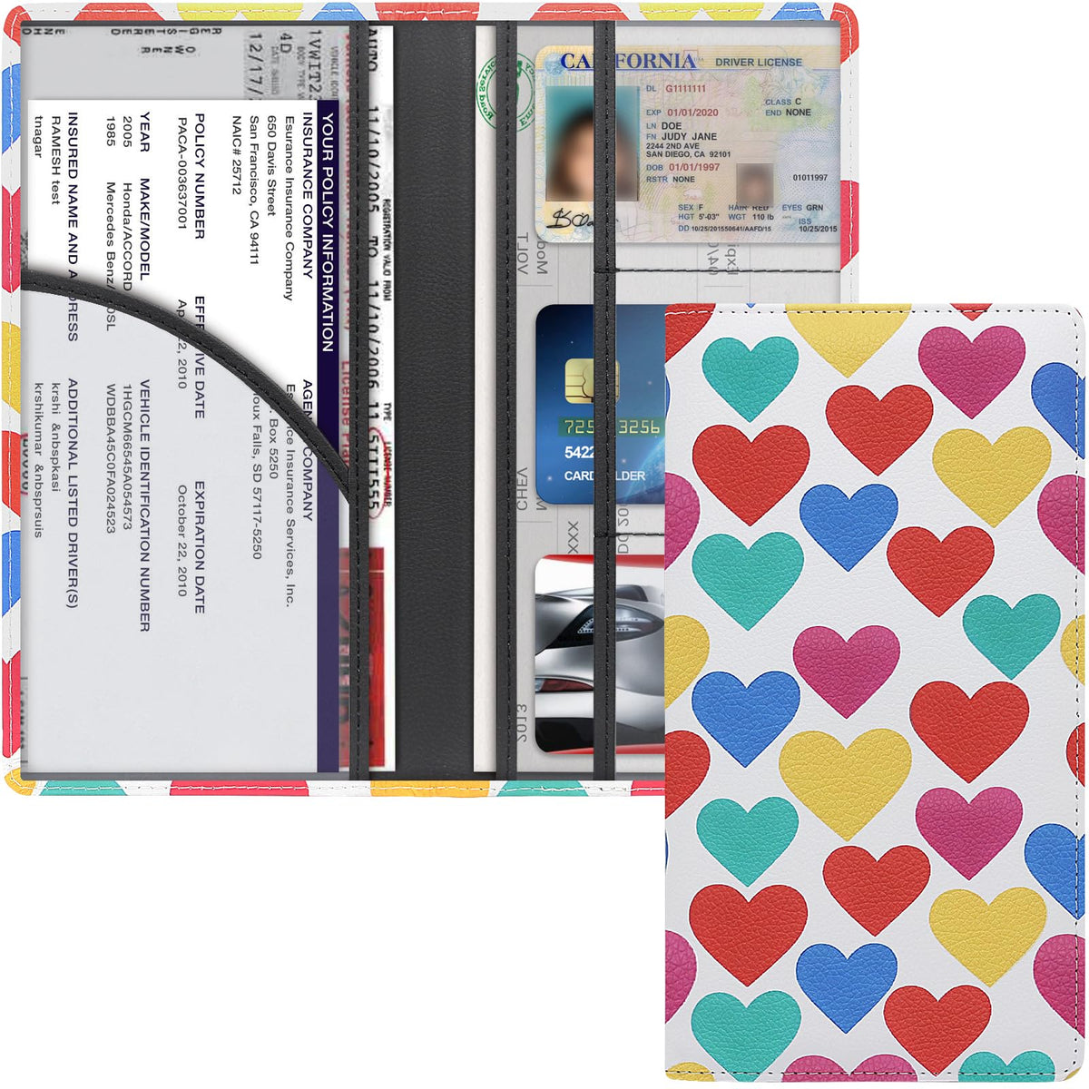 LumiMokki Premium Car Registration & Insurance Card Holder, Black