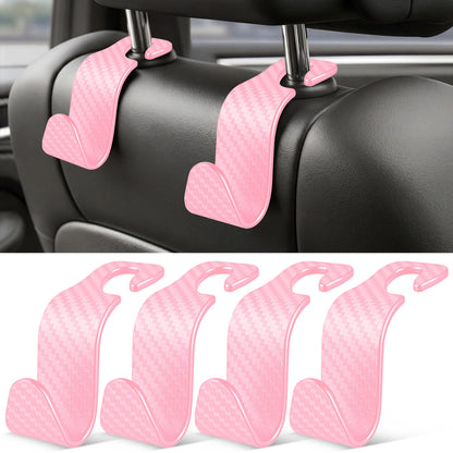 SINGARO 4 Pack Car Seat Headrest Hooks, Vehicle Back Seat Hanger Storage Organizer for Purse Handbag Backpack Coat Grocery, 360° Rotating Heavy Duty Holds 44lbs, Black