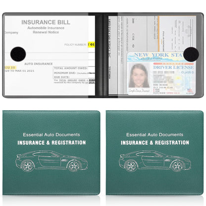 UYYE Car Registration and Insurance Card Holder, Vehicle Glove Box Car Organizer, Interior Car Accessories for Documents, Cards, License - 2 Pack