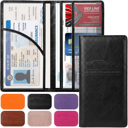 LumiMokki Premium Car Registration & Insurance Card Holder, Black
