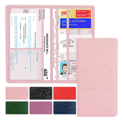 Valardoh Premium Car Registration and Insurance Card Holder, Car Document Holder for Cards, Driver License & other Essential Documents (Black)