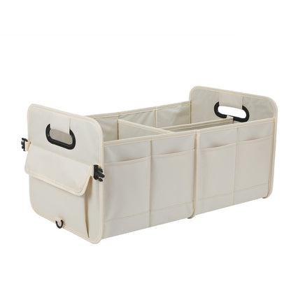 AOKJOY Car Trunk Organizer Car Storage Organizer Collapsible Multi Compartment Car Organizer Adjustable Straps for SUV(Beige)
