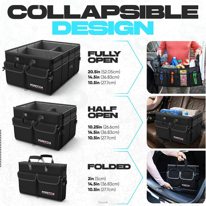 FORTEM Trunk Organizer - Foldable Car Organizer & Storage for SUVs & Trucks