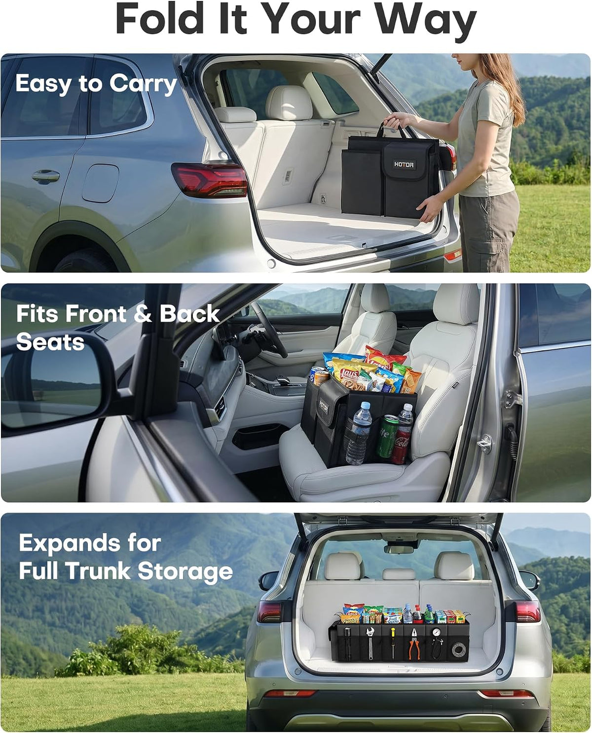 HOTOR Trunk Organizer, Sturdy Foldable with Cooler for Car, Sudan & SUV