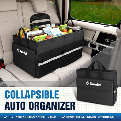 K KNODEL Trunk Organizer with Lid for Car, SUV, and Truck (Medium, Black)
