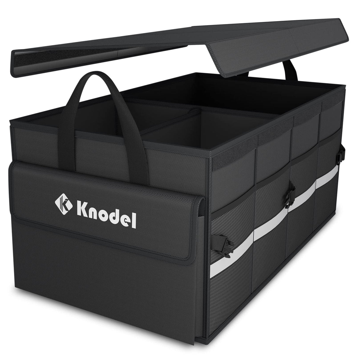 K KNODEL Trunk Organizer with Lid for Car, SUV, and Truck (Medium, Black)