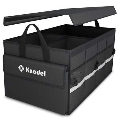 K KNODEL Trunk Organizer with Lid for Car, SUV, and Truck (Medium, Black)