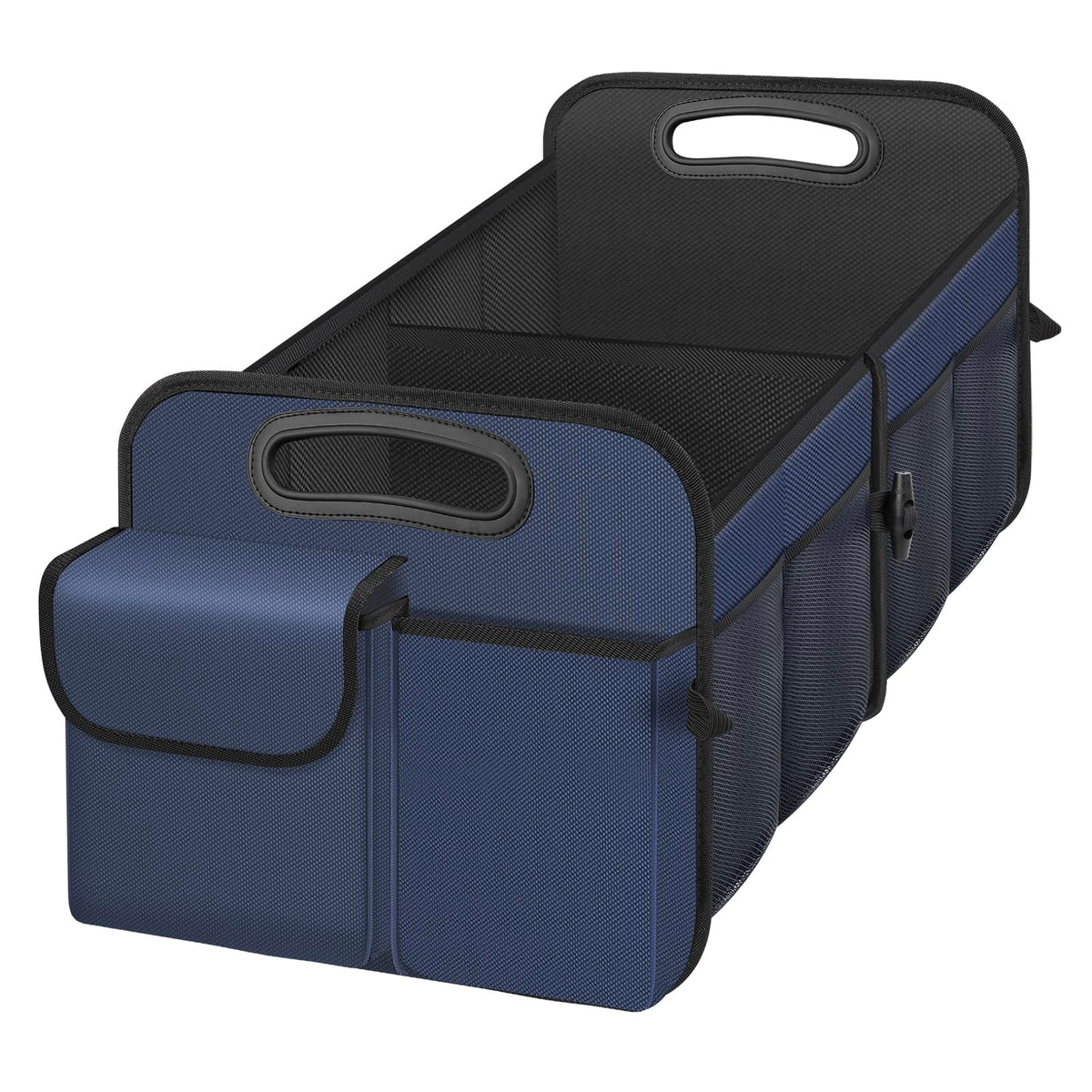 Trunk Organizer, Collapsible Waterproof car Trunk Organizer for SUVs & Sedans, Car Storage Organizers with Reinforced Handles, Car Accessories for Women and Men, 2 Compartments, 52L, Black